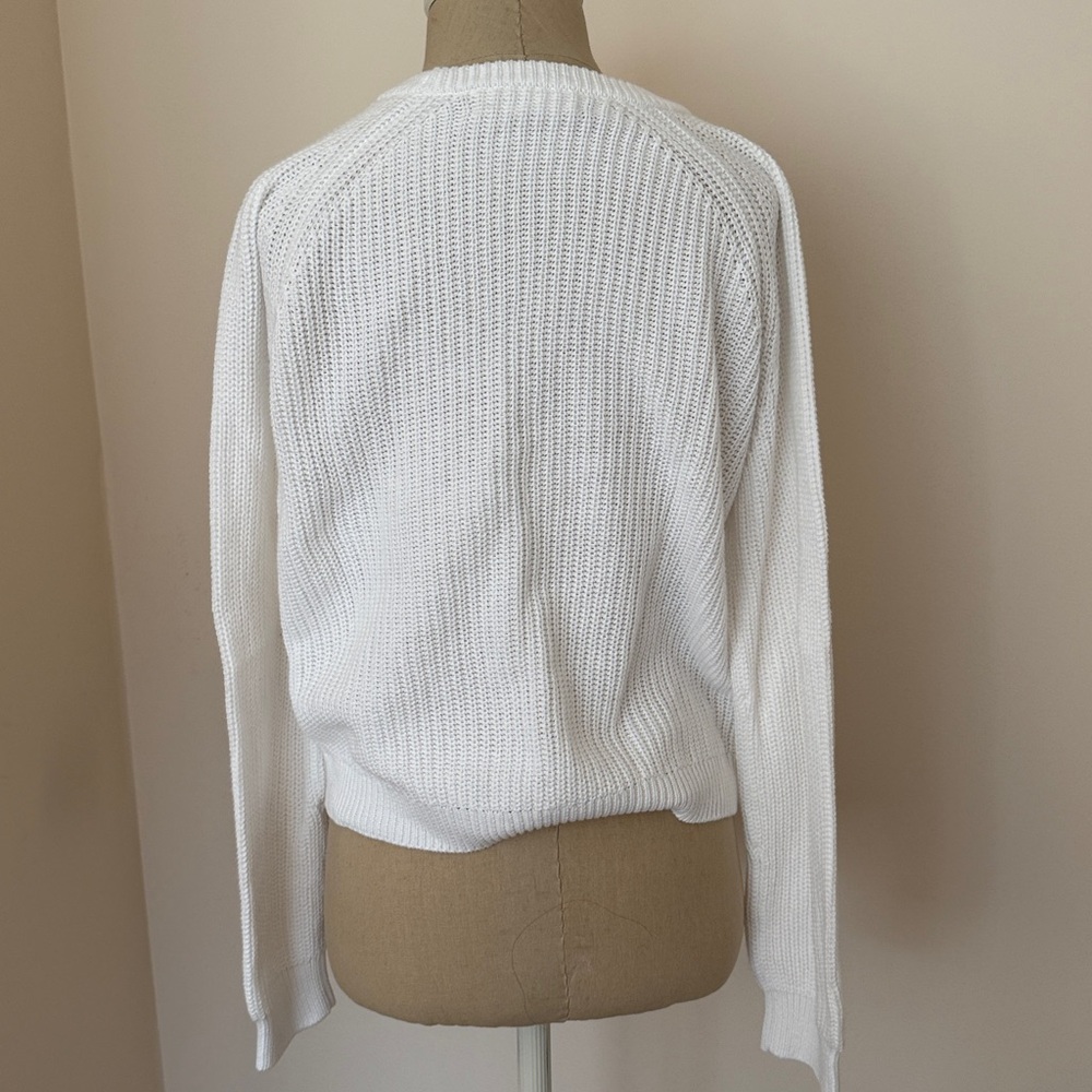 Classic White Crewneck Women's Sweater - Picture 2 of 4